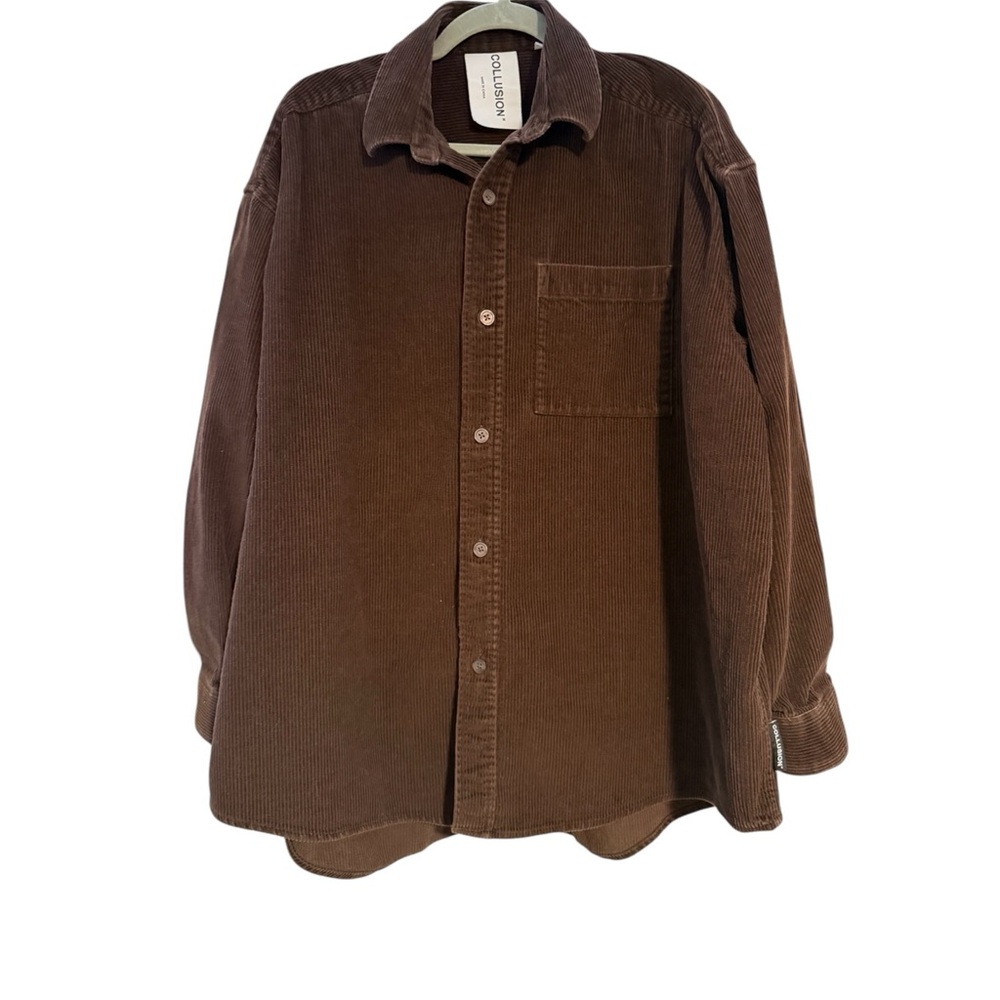 COLLUSION Oversized Cord Shirt in Chocolate Size Medium